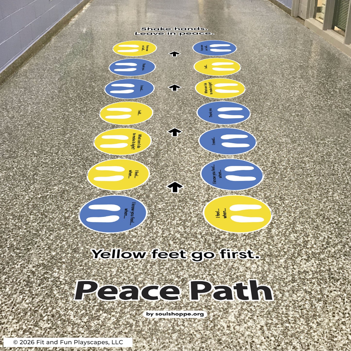 Peace Path by Soul Shoppe® SUPER STICKERS® | Indoor Conflict Resolution Floor Decals for Schools