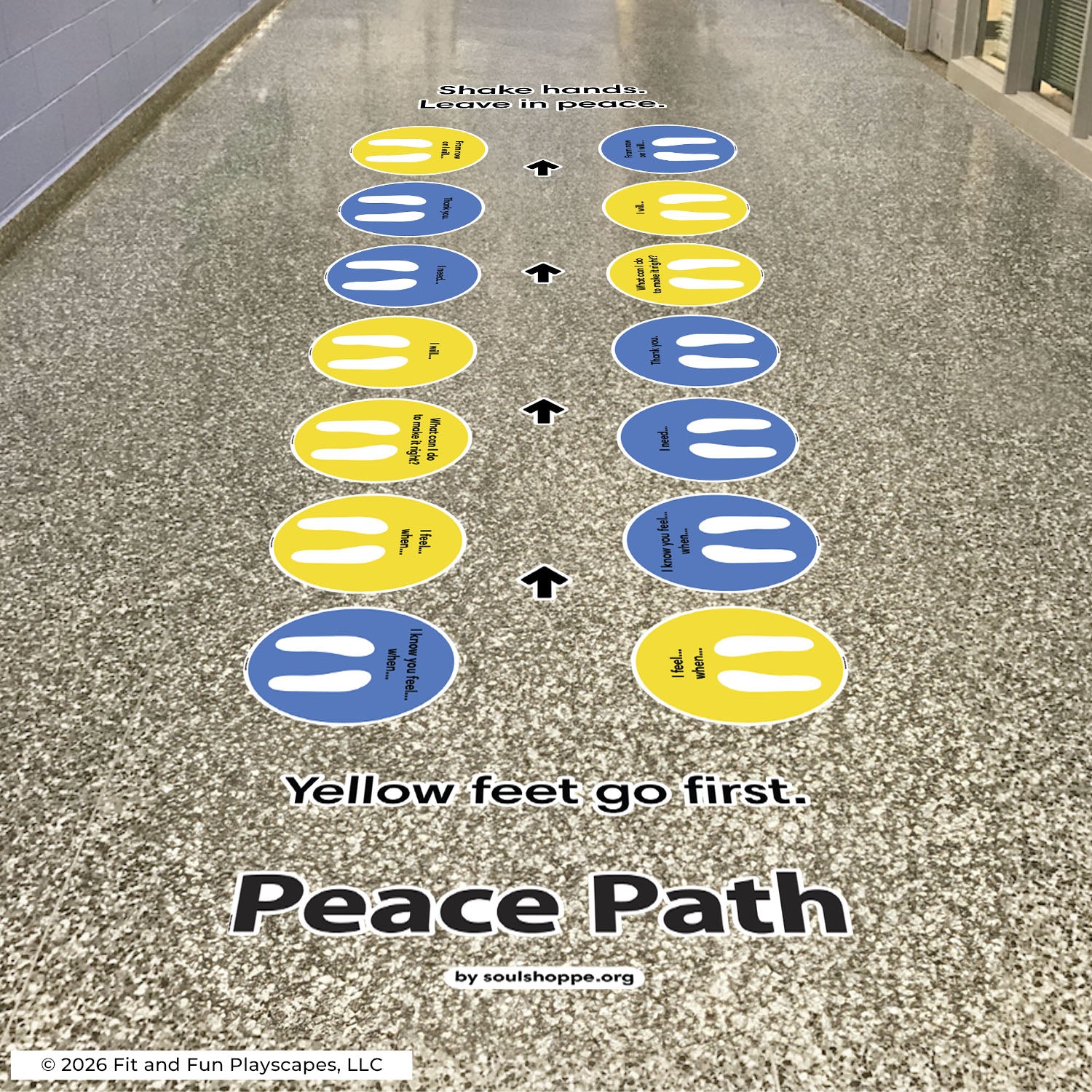 Peace Path by Soul Shoppe® SUPER STICKERS® | Indoor Conflict Resolution Floor Decals for Schools