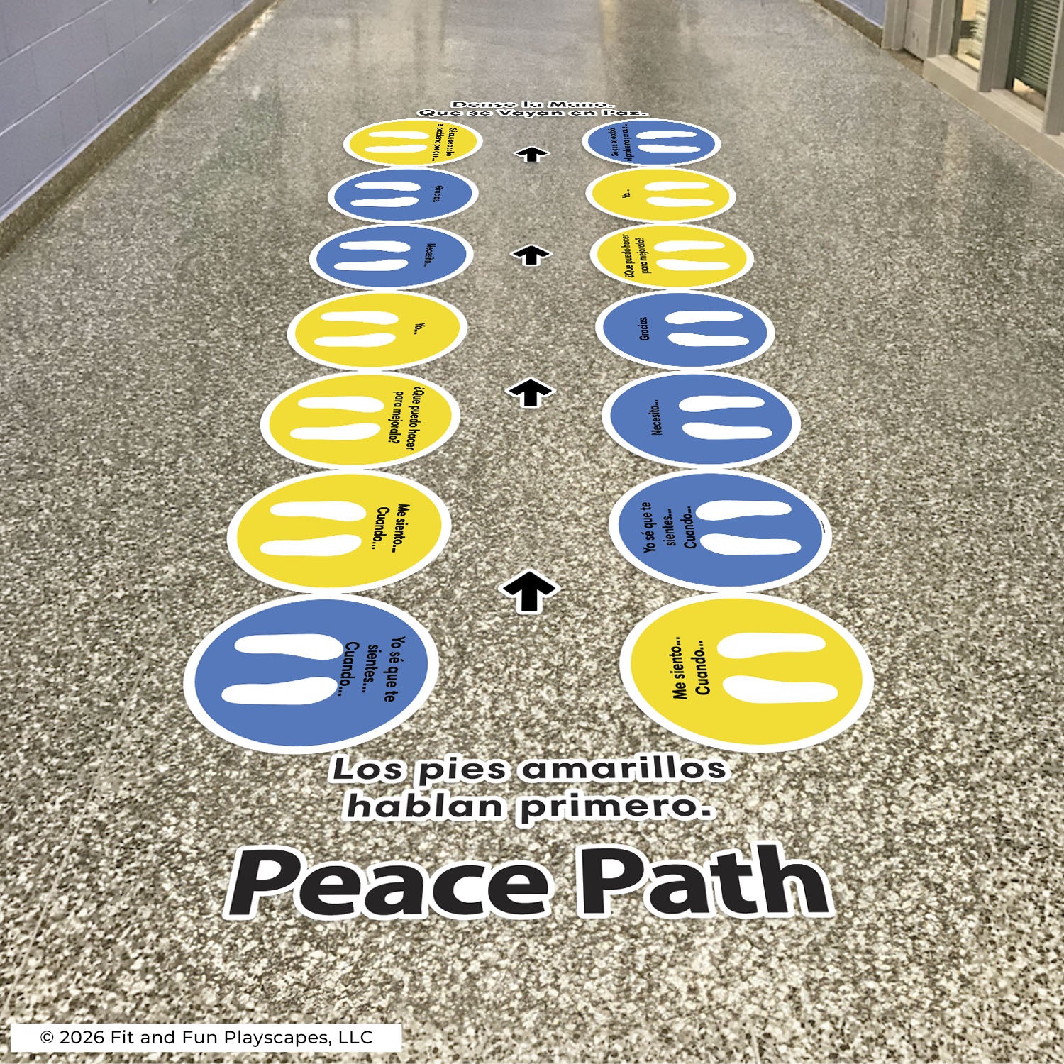 Spanish Peace Path by Soul Shoppe® SUPER STICKERS® | Indoor Conflict Resolution Floor Decals for Schools
