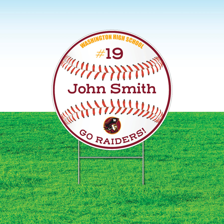 Baseball Team Yard Signs, Rectangular or Contour Cut, Customizable