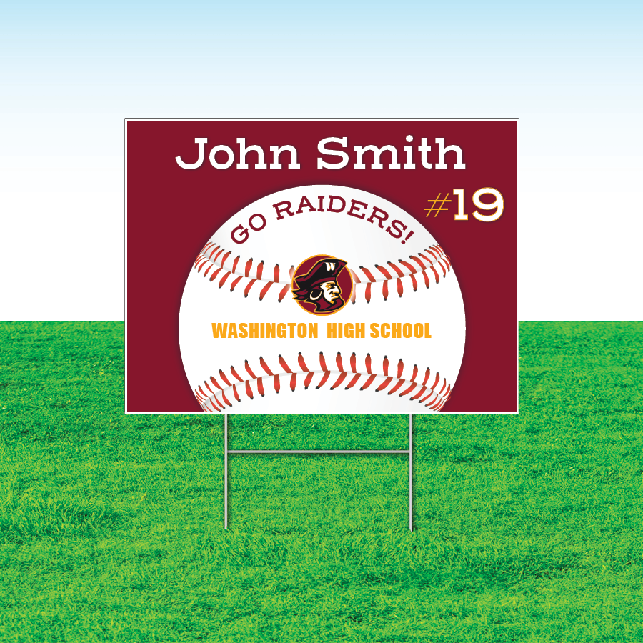 Baseball Team Yard Signs, Rectangular or Contour Cut, Customizable
