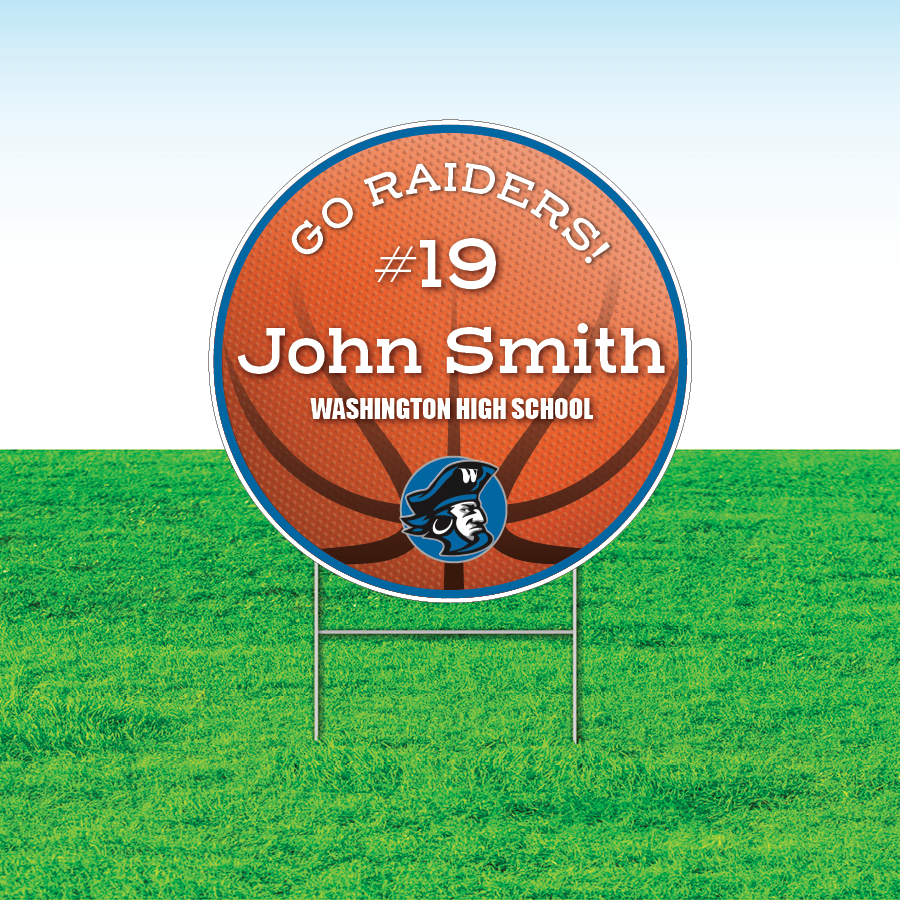 Basketball Team Yard Signs, Rectangular or Contour Cut, Customizable