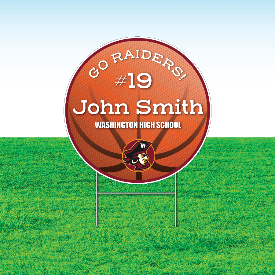 Basketball Team Yard Signs, Rectangular or Contour Cut, Customizable