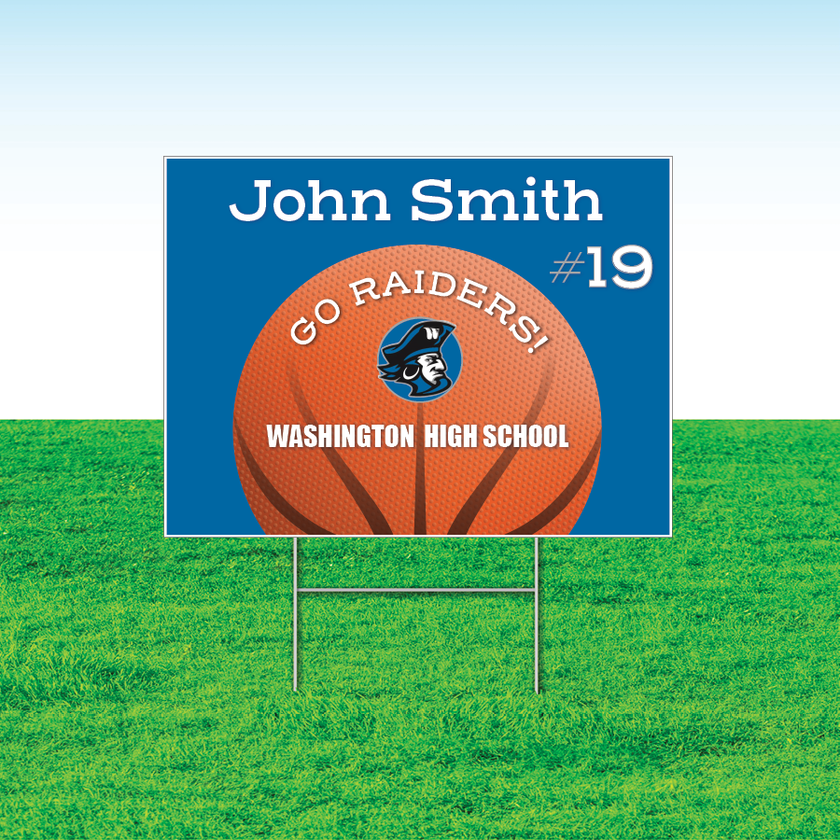 Basketball Team Yard Signs, Rectangular or Contour Cut, Customizable