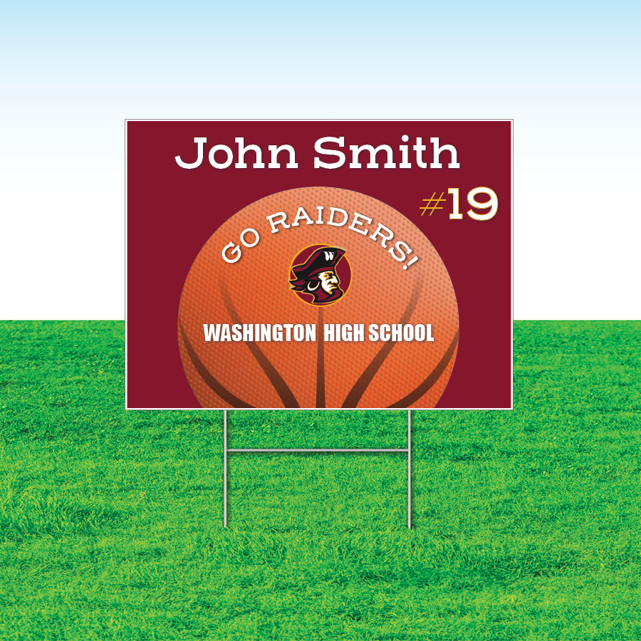 Basketball Team Yard Signs, Rectangular or Contour Cut, Customizable