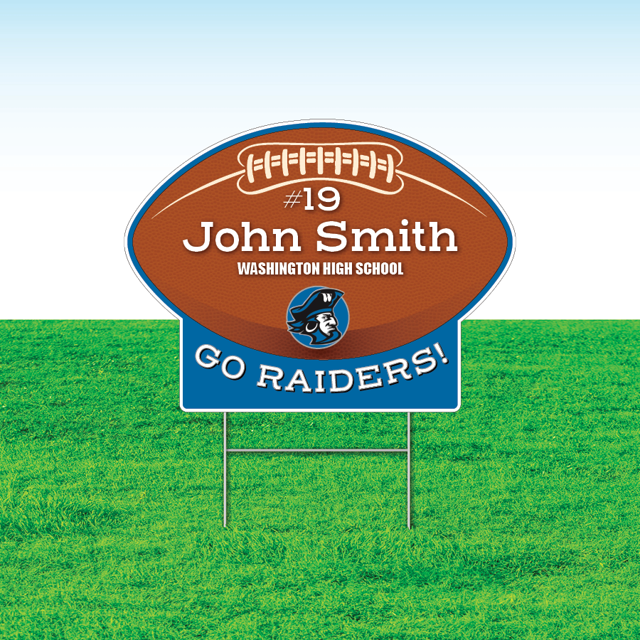 Football Team Yard Signs, Rectangular or Contour Cut, Customizable
