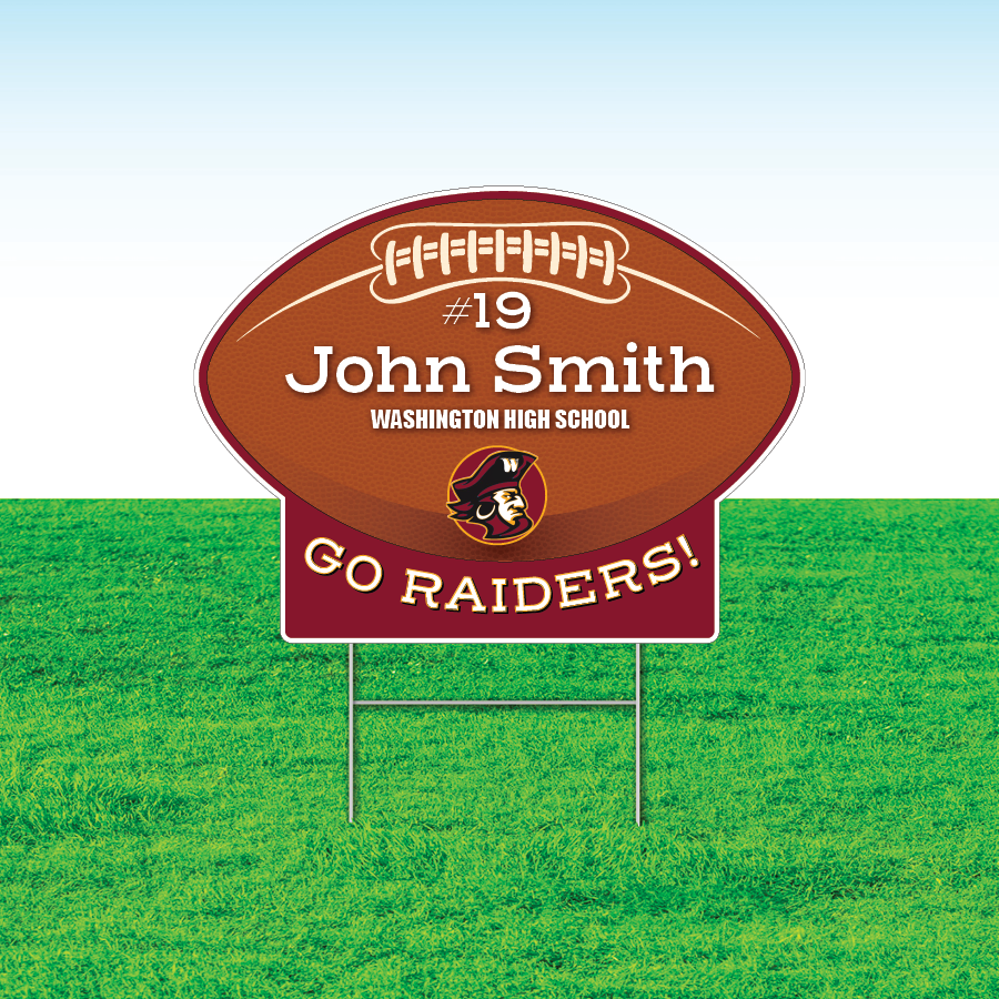Football Team Yard Signs, Rectangular or Contour Cut, Customizable