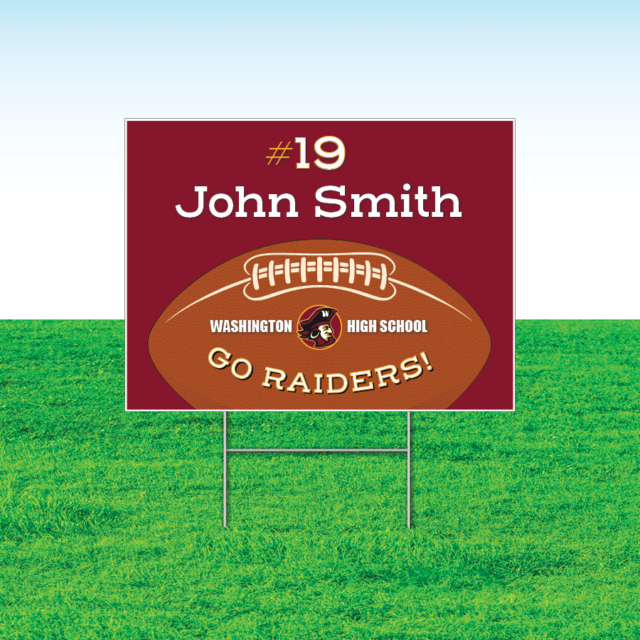 Football Team Yard Signs, Rectangular or Contour Cut, Customizable
