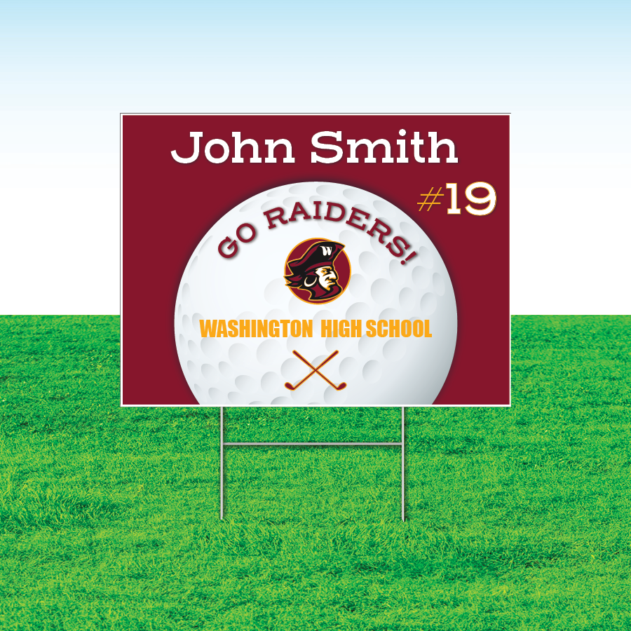 Golf Team Yard Signs, Rectangular or Contour Cut, Customizable