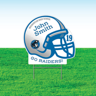 Helmet Team Sport Yard Signs, Rectangular or Contour Cut, Customizable