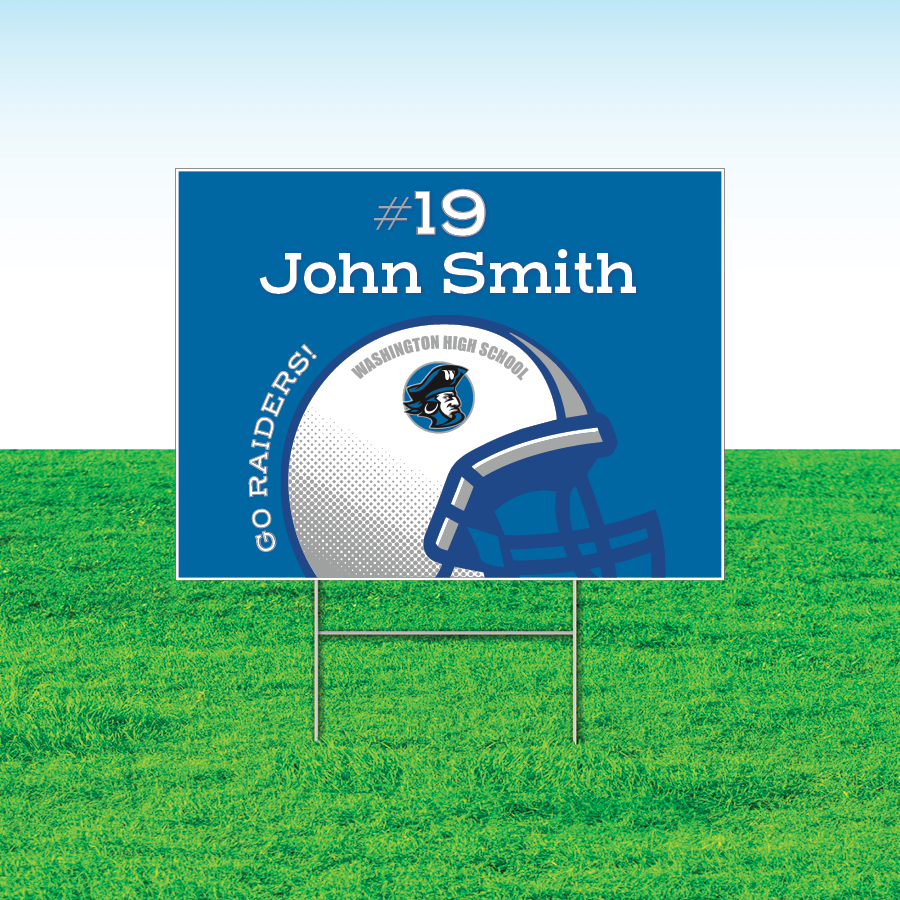 Helmet Team Sport Yard Signs, Rectangular or Contour Cut, Customizable