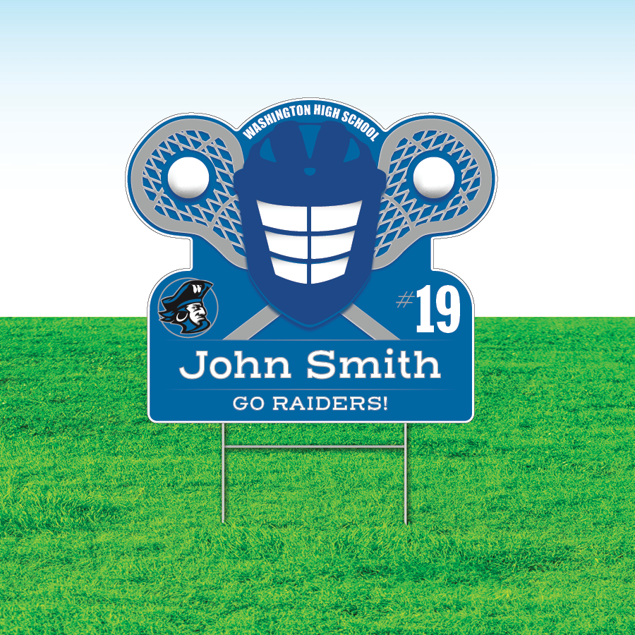 Lacrosse Team Yard Signs, Rectangular or Contour Cut, Customizable