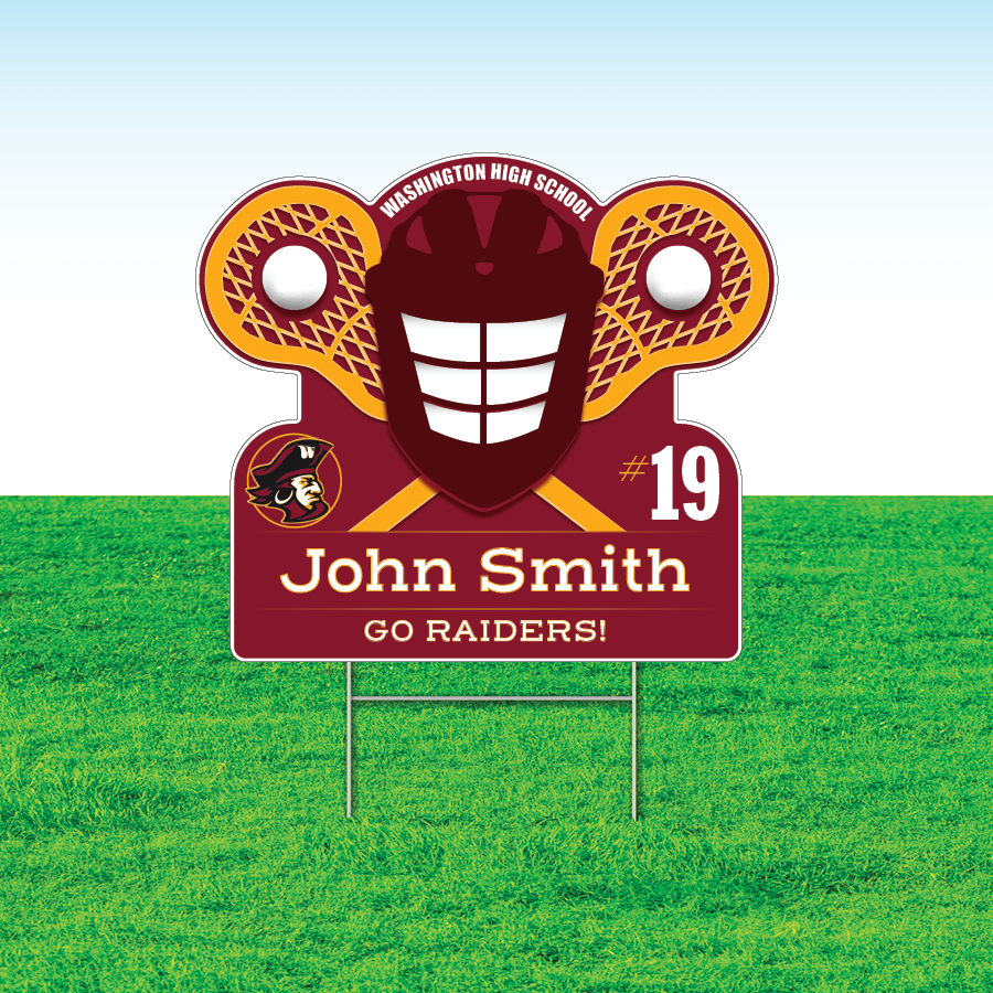 Lacrosse Team Yard Signs, Rectangular or Contour Cut, Customizable