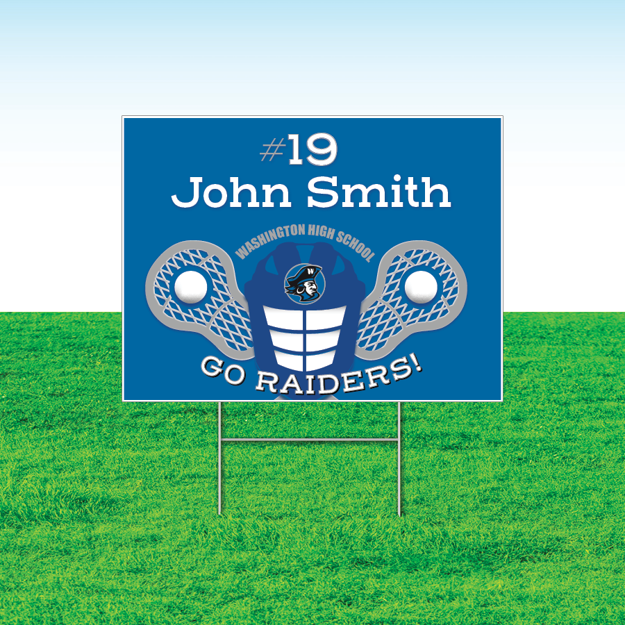Lacrosse Team Yard Signs, Rectangular or Contour Cut, Customizable