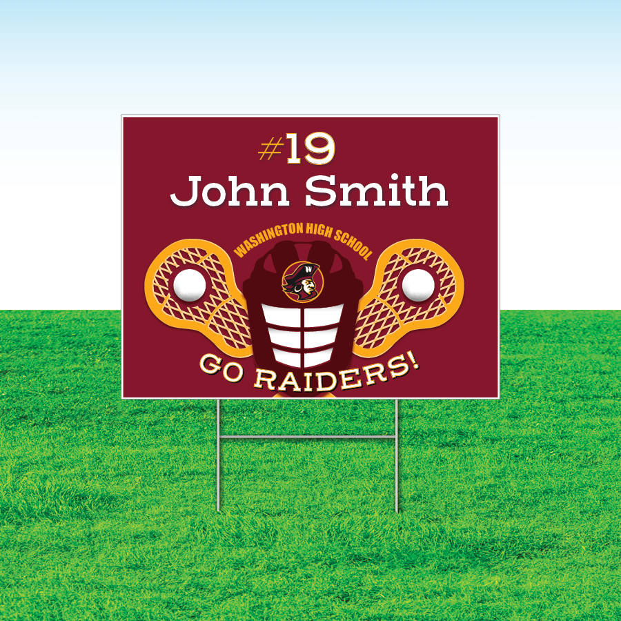 Lacrosse Team Yard Signs, Rectangular or Contour Cut, Customizable